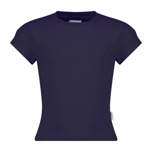 Vingino T-shirt donkerblauw Meisjes Katoen Ronde hals Effen - maat 128 afbeelding