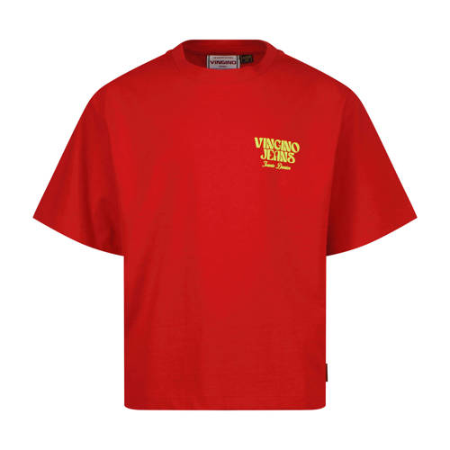 Vingino T-shirt rood Meisjes Katoen Ronde hals Printopdruk - maat 104 afbeelding