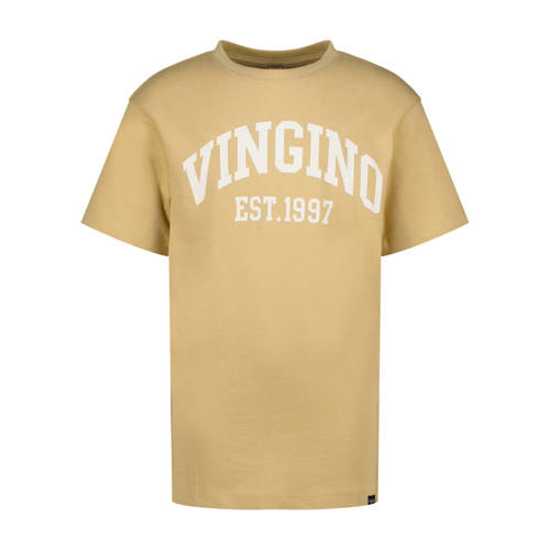 Vingino T-shirt zand Beige Jongens Katoen Ronde hals Logo - maat 116 afbeelding
