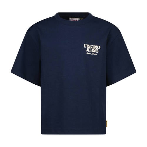 Vingino T-shirt donkerblauw Meisjes Katoen Ronde hals Printopdruk - maat 92 afbeelding