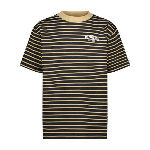 Vingino gestreepte T-shirt zand Beige Jongens Katoen Ronde hals Streep - maat 104 afbeelding