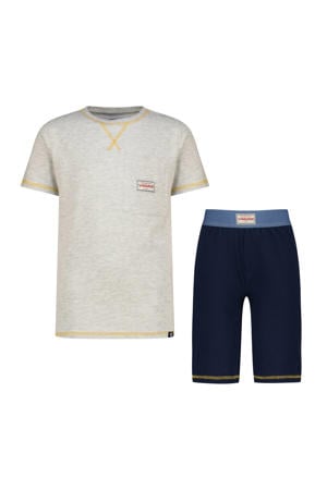 shortama lichtgrijs melange/donkerblauw