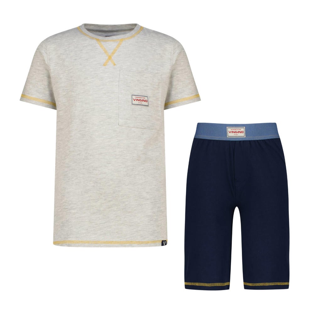 Vingino shortama lichtgrijs melange/donkerblauw