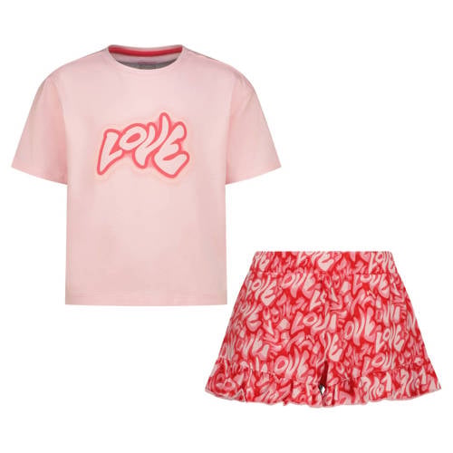 Vingino shortama roze Meisjes Stretchkatoen Ronde hals All over print - maat 134/140 afbeelding