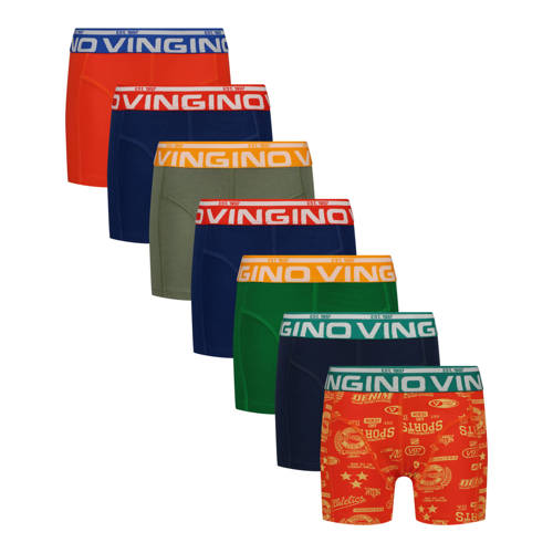 Vingino boxershort - set van 7 rood/multicolor Jongens Stretchkatoen Meerkleurig - maat 122/128 afbeelding