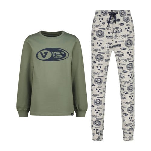Vingino pyjama met all over print olijfgroen Jongens Stretchkatoen Ronde hals - maat 110/116 afbeelding