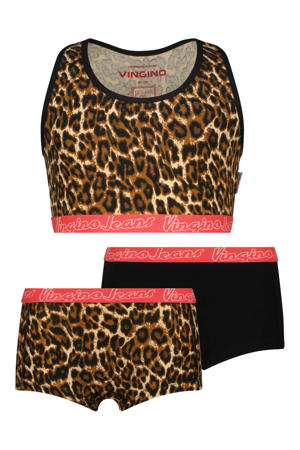 bh top + 2 shorts bruin/oranje