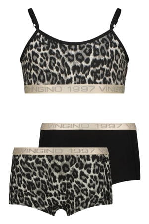 katoenen top met panterprint zwart/grijs