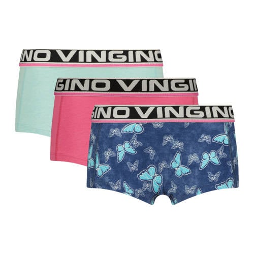 Vingino short - set van 3 roze/blauw/mintgroen Slip Meisjes Stretchkatoen - maat 134/140 afbeelding