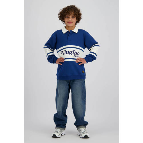 Vingino longsleeve blauw Jongens Katoen Klassieke kraag Logo - maat 164 afbeelding