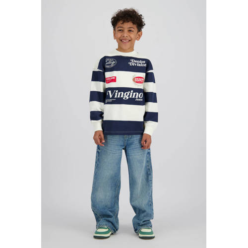 Vingino gestreepte longsleeve donkerblauw Jongens Katoen Ronde hals Streep - maat 164 afbeelding
