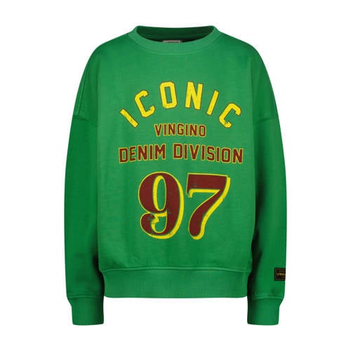 Vingino sweater groen Jongens Katoen Ronde hals Printopdruk - maat 164 afbeelding