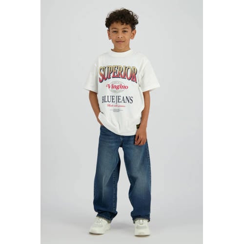 Vingino baggy jeans dark blue denim Blauw Effen - maat 140 afbeelding
