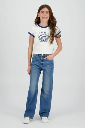 high waist flared jeans medium blue denim
