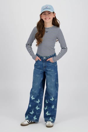 high waist wide leg jeans medium blue denim
