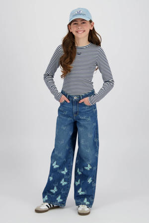 high waist wide leg jeans medium blue denim