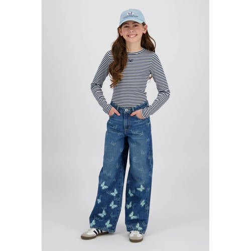Vingino high waist wide leg jeans wide leg jeans medium blue denim Blauw - maat 152 afbeelding