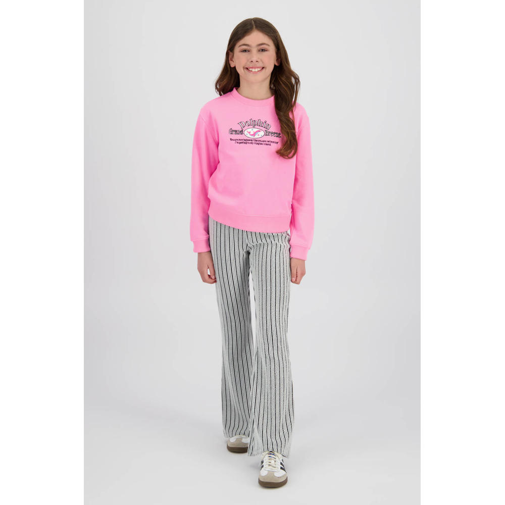 Roze meisjes Vingino sweater met printopdruk, lange mouwen, ronde hals en geribde boorden