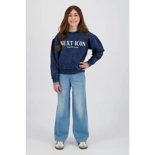 Vingino sweater donkerblauw Meisjes Katoen Ronde hals Tekst - maat 176 afbeelding