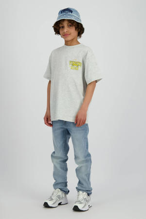 T-shirt met backprint grijs melange