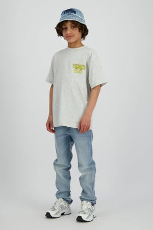 T-shirt met backprint grijs melange