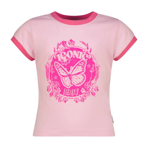 Vingino T-shirt roze Meisjes Katoen Ronde hals Printopdruk - maat 140 afbeelding