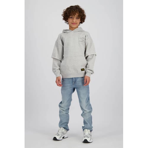 Vingino hoodie grijs melange Sweater Jongens Katoen Capuchon Printopdruk - maat 152 afbeelding