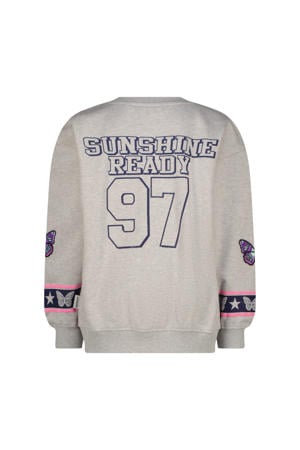sweater met backprint grijs melange