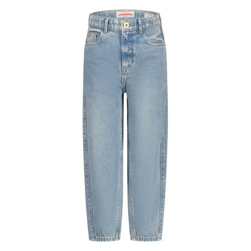 Vingino high waist barrel jeans light blue denim Blauw Effen - maat 158 afbeelding
