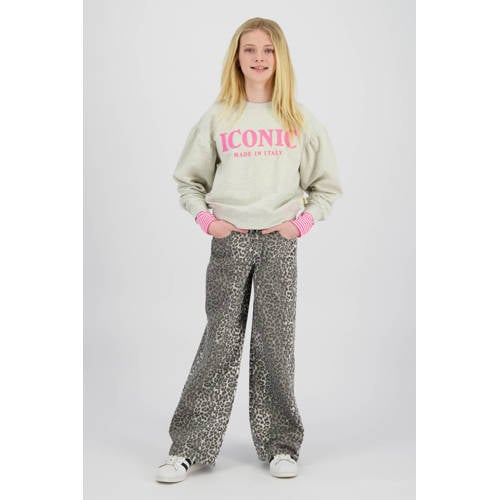 Vingino sweater lichtgrijs Meisjes Katoen Ronde hals Tekst - maat 128 afbeelding