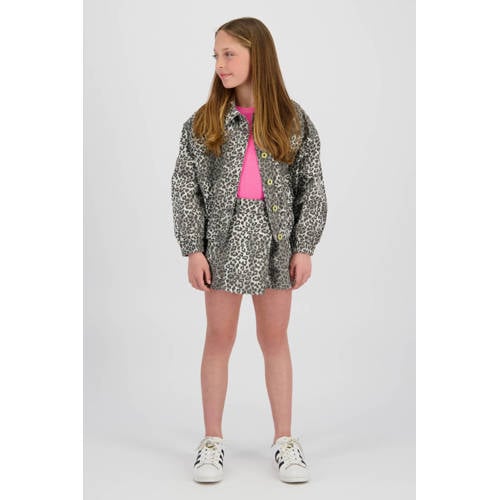 Vingino denim skort met panterprint grey denim Rok Grijs Panterprint - maat 164 afbeelding
