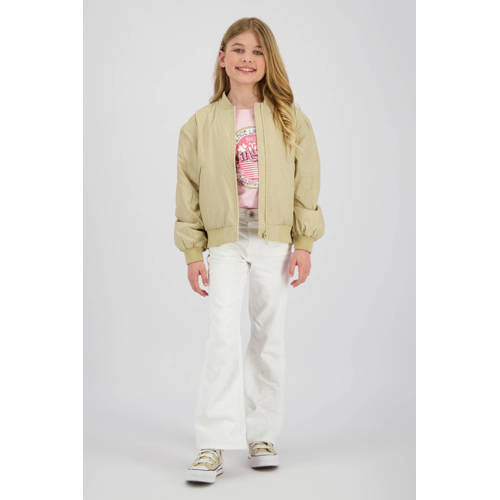 Vingino bomberjack zand Jas Beige Meisjes Polyester Ronde hals Backprint