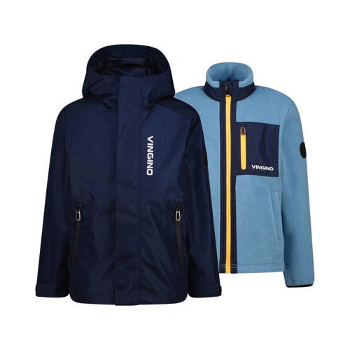 Vingino regenjas donkerblauw Jongens Polyester Capuchon Effen - maat 140 afbeelding