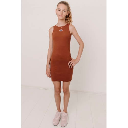 Frankie&Liberty zomerjurk donkerbruin Meisjes Katoen Ronde hals Effen - maat 152 afbeelding