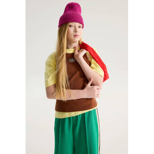 Frankie&Liberty jersey haltertop donkerbruin Effen - maat 164 afbeelding