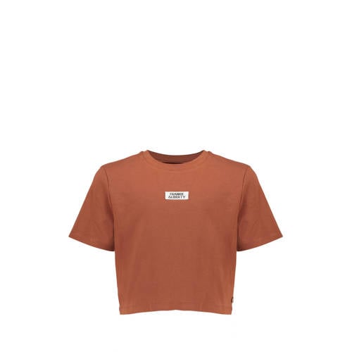 Frankie&Liberty T-shirt donkerbruin Meisjes Katoen Ronde hals Effen - maat 188 afbeelding
