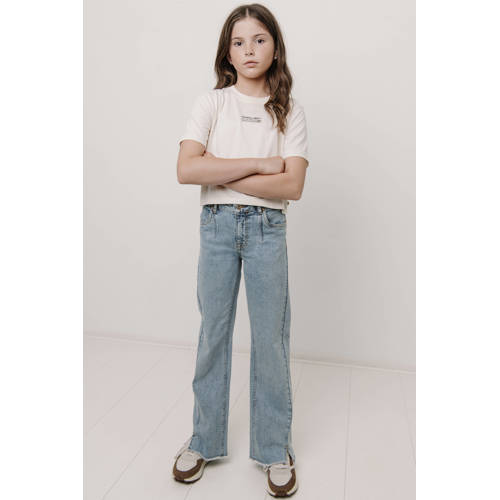 Frankie&Liberty T-shirt ecru Meisjes Katoen Ronde hals Tekst - maat 140 afbeelding