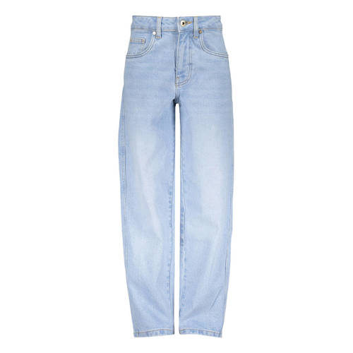 Frankie&Liberty low waist barrel jeans light blue denim Blauw Effen