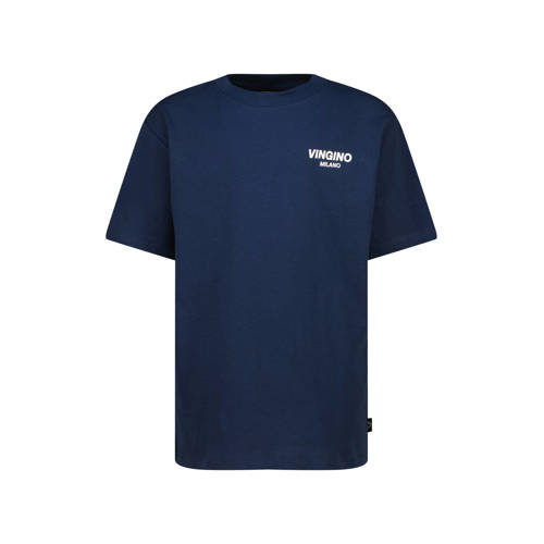 Vingino T-shirt donkerblauw Jongens Katoen Ronde hals Logo - maat 164 afbeelding