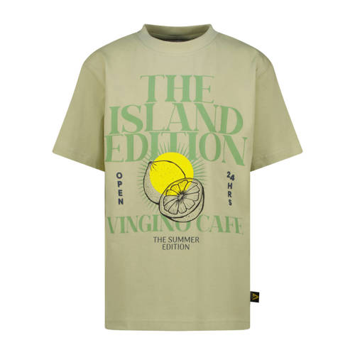 Vingino T-shirt groen Jongens Katoen Ronde hals Printopdruk - maat 164 afbeelding