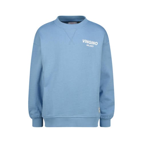 Vingino sweater lichtblauw Jongens Katoen Ronde hals Logo