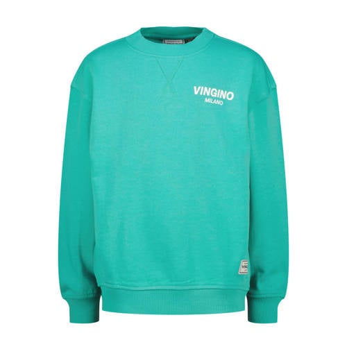 Vingino sweater turquoise Blauw Jongens Katoen Ronde hals Logo