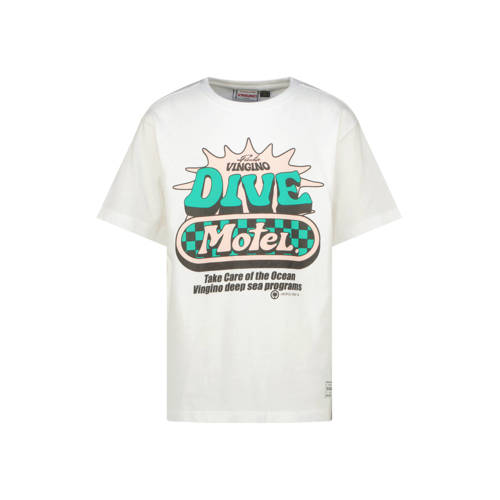 Vingino T-shirt wit Jongens Katoen Ronde hals Printopdruk - maat 176 afbeelding