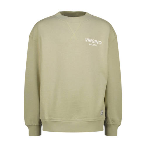 Vingino sweater groen Jongens Katoen Ronde hals Logo