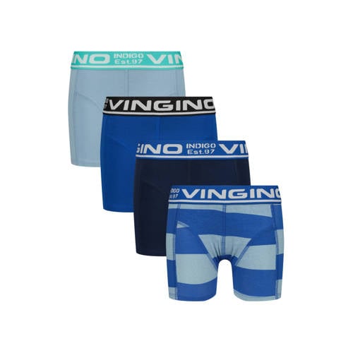 Vingino boxershort - set van 4 blauw Jongens Stretchkatoen All over print - maat 122/128 afbeelding