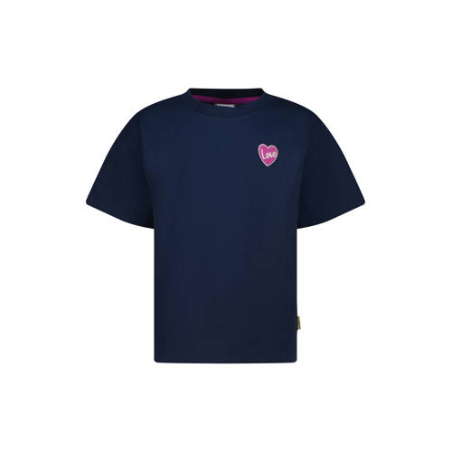 Vingino T-shirt met backprint donkerblauw Meisjes Katoen Ronde hals Backprint - maat 164 afbeelding