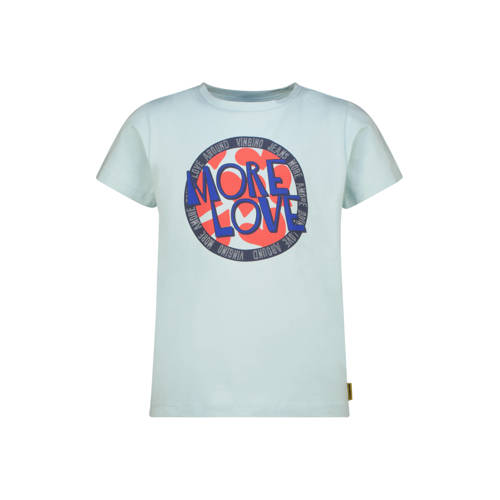 Vingino T-shirt lichtblauw Meisjes Stretchkatoen Ronde hals Printopdruk - maat 164 afbeelding