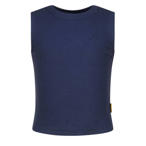 Vingino mouwloze top donkerblauw Meisjes Stretchkatoen Ronde hals Effen - maat 128 afbeelding