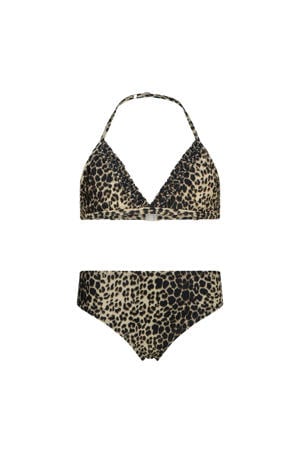 triangel bikini met panterprint bruin