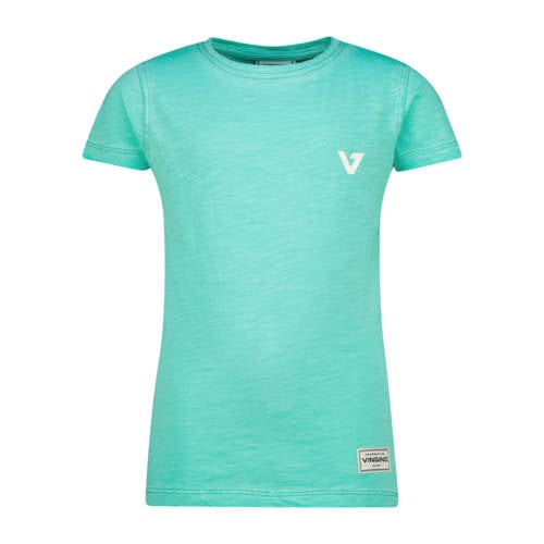 Vingino T-shirt turquoise Blauw Jongens Katoen Ronde hals Effen - maat 140 afbeelding
